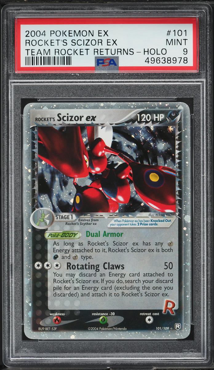 2004 Pokemon EX Team Rocket Returns Holo Rocket's Scizor ex #101 PSA 9 MINT