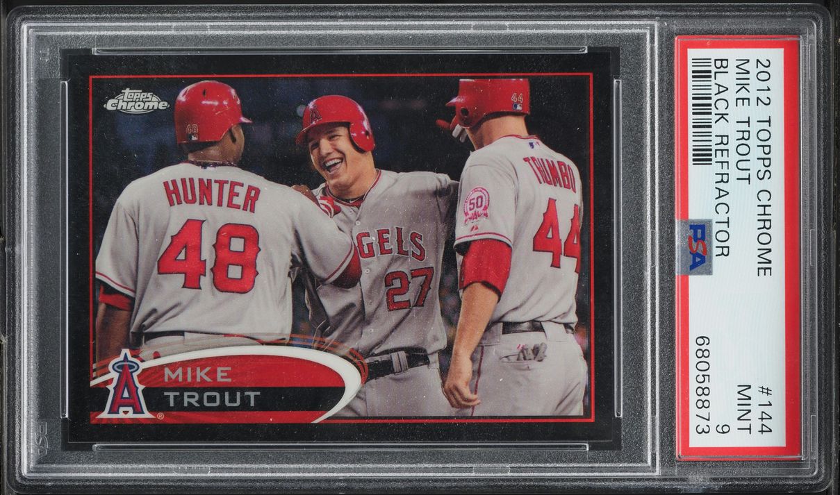2012 Topps Chrome Black Refractor Mike Trout ROOKIE /100 #144 PSA 9 MINT