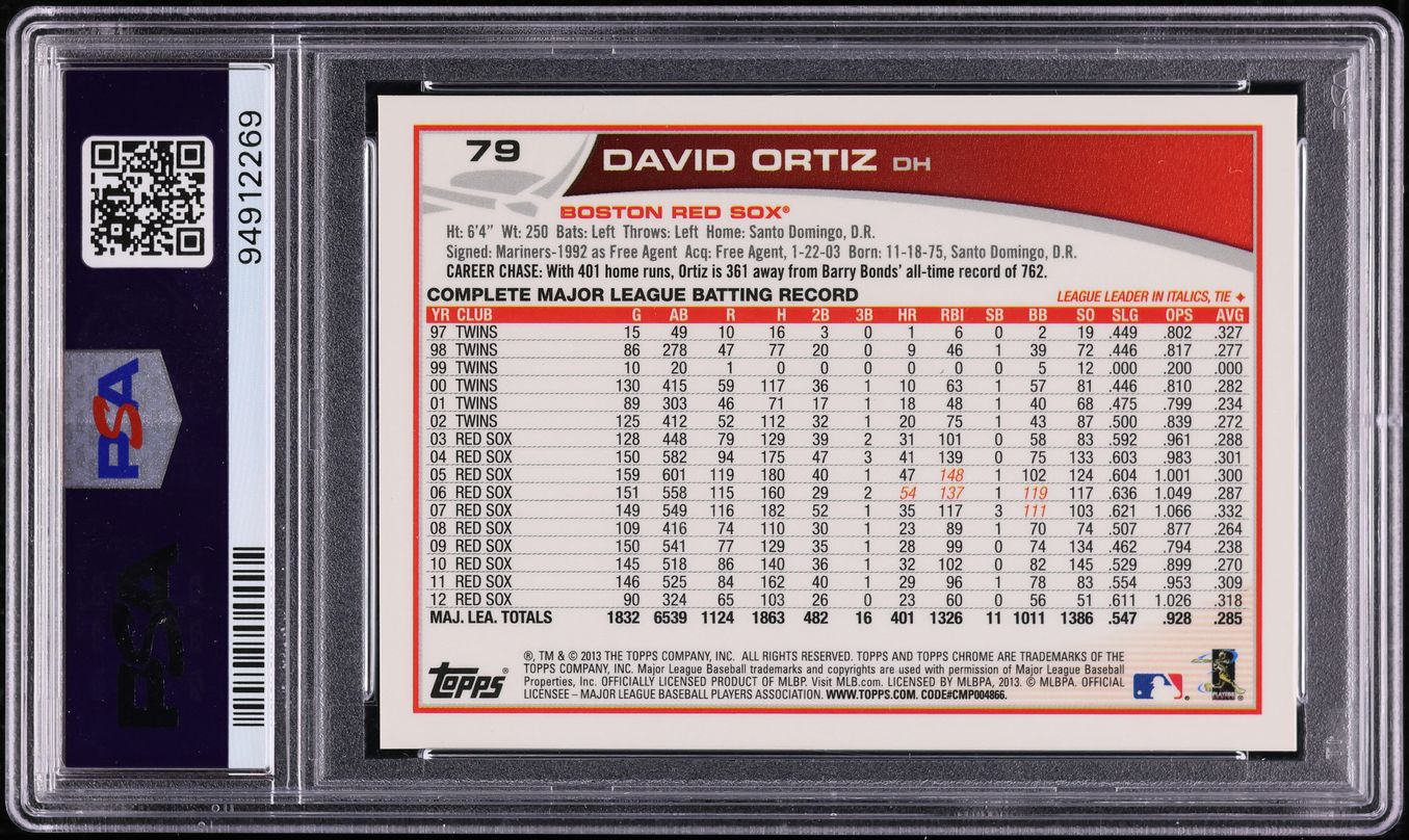 2013 Topps Chrome USA Flag David Ortiz #79 PSA 10 GEM MINT on