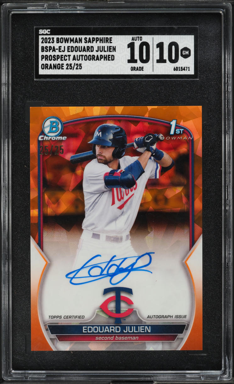 2023 Bowman Chrome 1st Sapphire Orange Edouard Julien RC AUTO 25/25 SGC 10 GEM