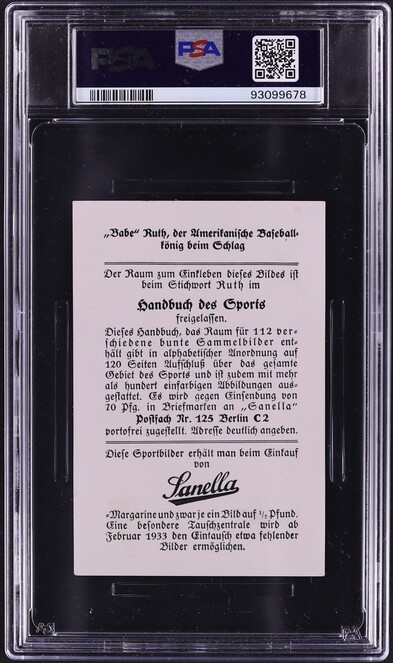 1932 Sanella Margarine Babe Ruth TYPE 2 PSA 4 VGEX
