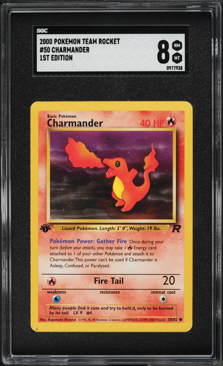 2000 Pokemon Team Rocket 1st Edition Charmander #50 SGC 8 NM-MT