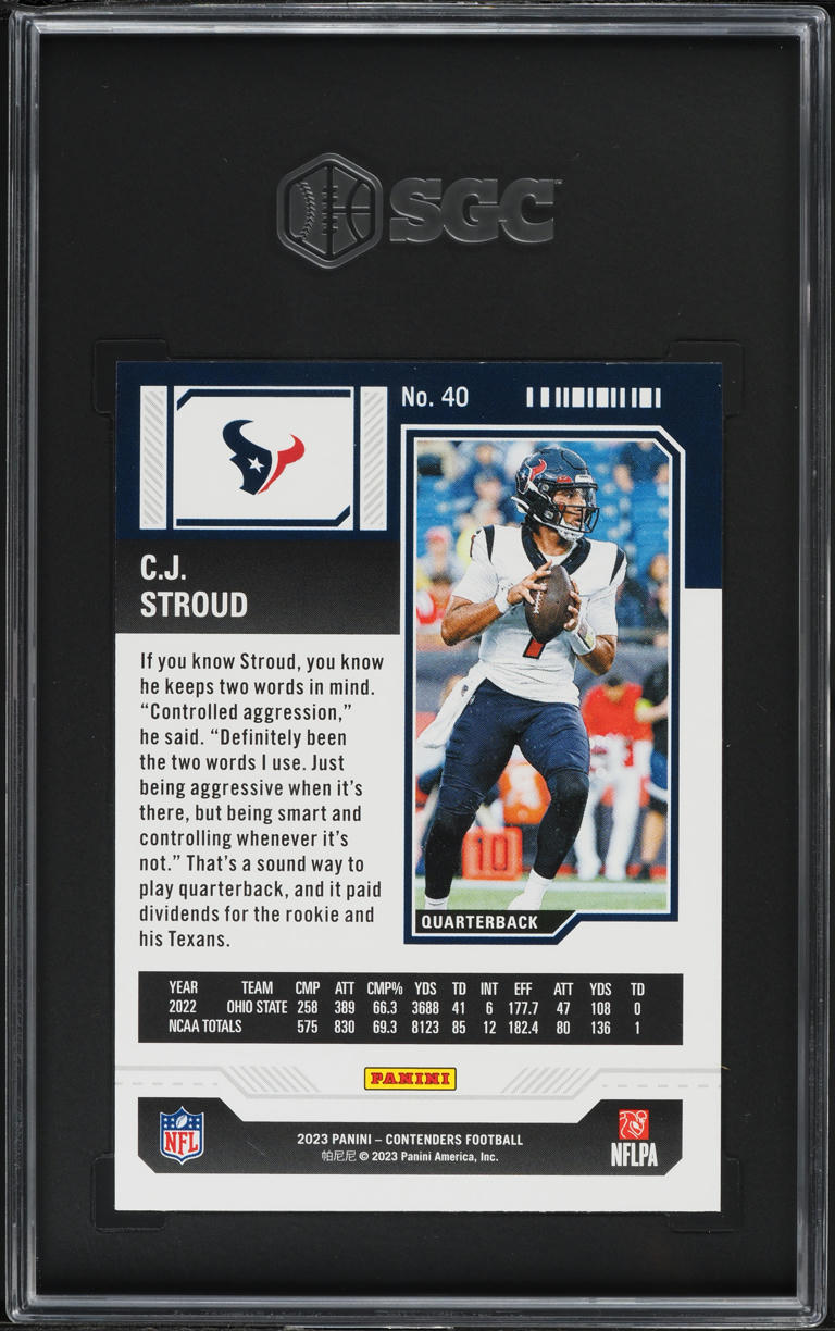 2023 Panini Contenders Retail C.J. Stroud ROOKIE #40 SGC 8 NM-MT