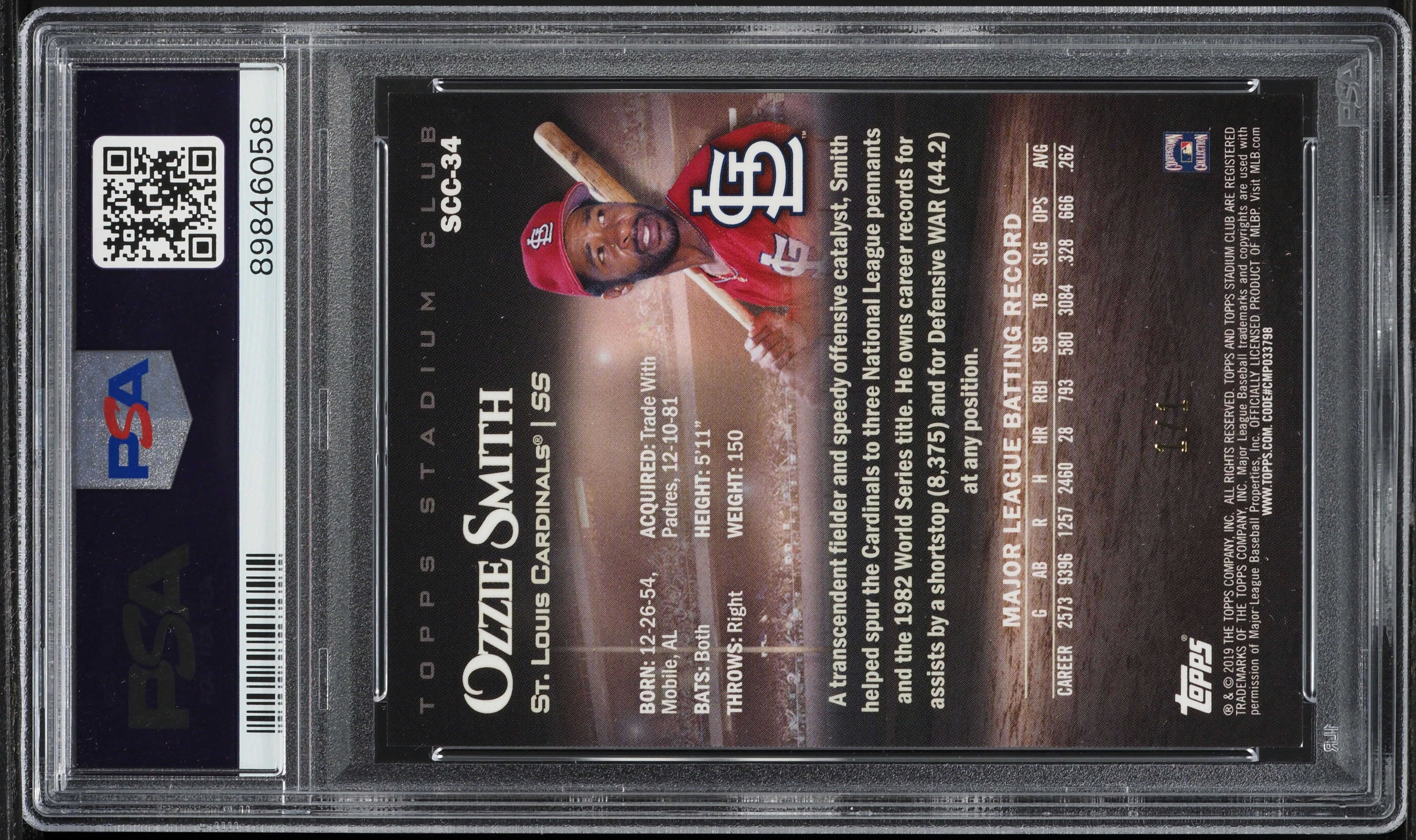 2019 Stadium Club Chrome Superfractor Ozzie Smith 1/1 #SCC34 PSA