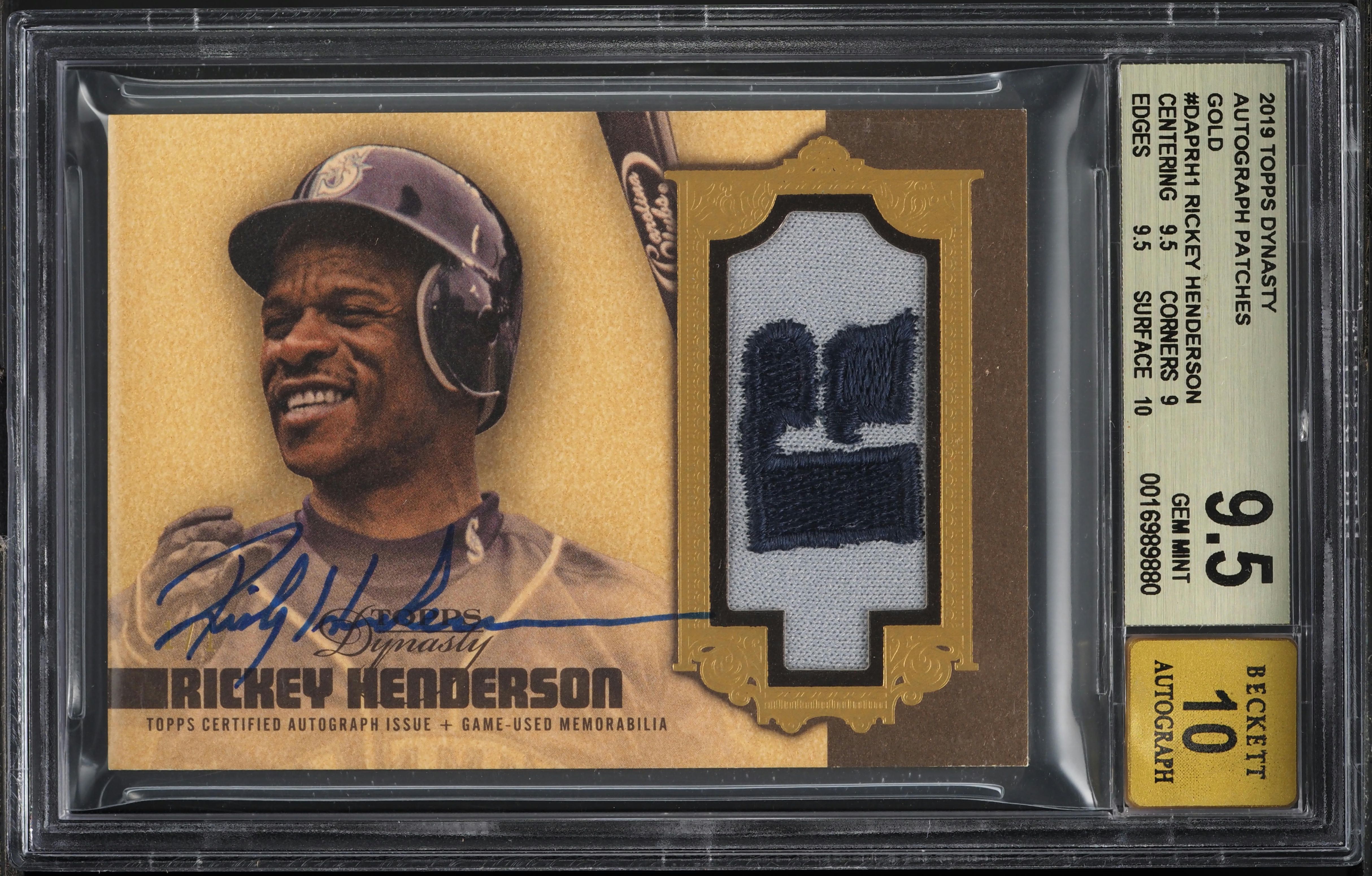 2019 Topps Dynasty Game-Used Gold Rickey Henderson PATCH AUTO BGS
