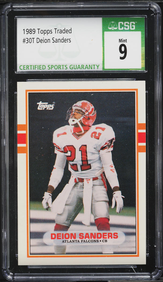 1989 Topps Traded Deion Sanders ROOKIE #30T CSG 9 MINT