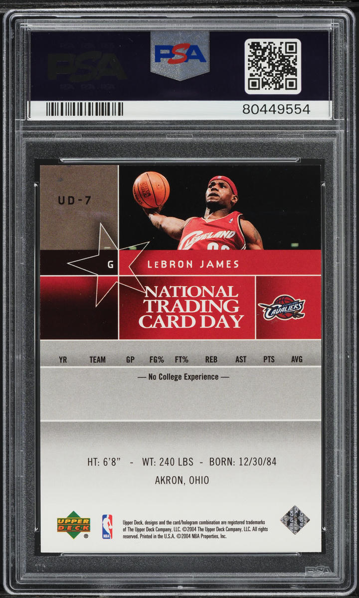 2004 Upper Deck National Trading Card Day LeBron James #UD-7 PSA 7 NRMT