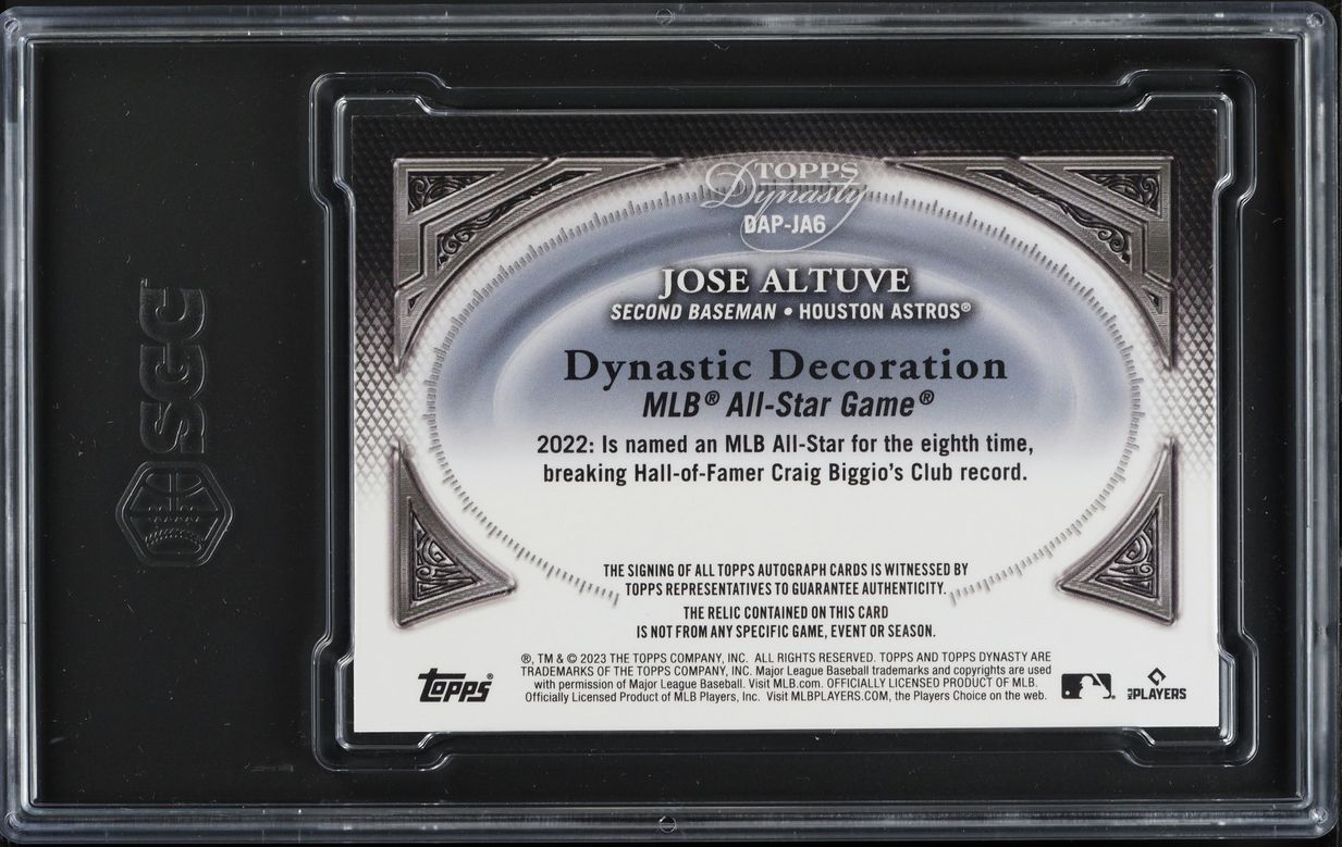 2023 Topps Dynasty Silver Jose Altuve PATCH AUTO /5 #DAP-JA6 SGC