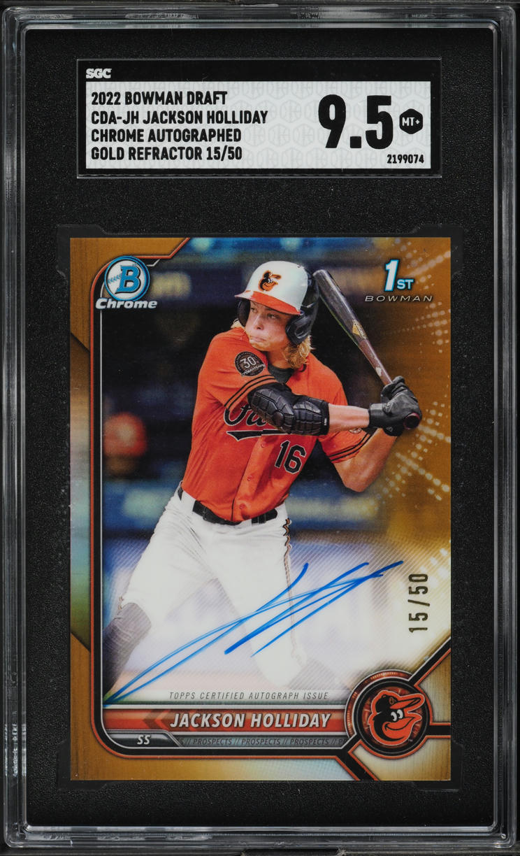2022 Bowman Chrome Gold Refractor Jackson Holliday ROOKIE AUTO /50 SGC 9.5 MINT+