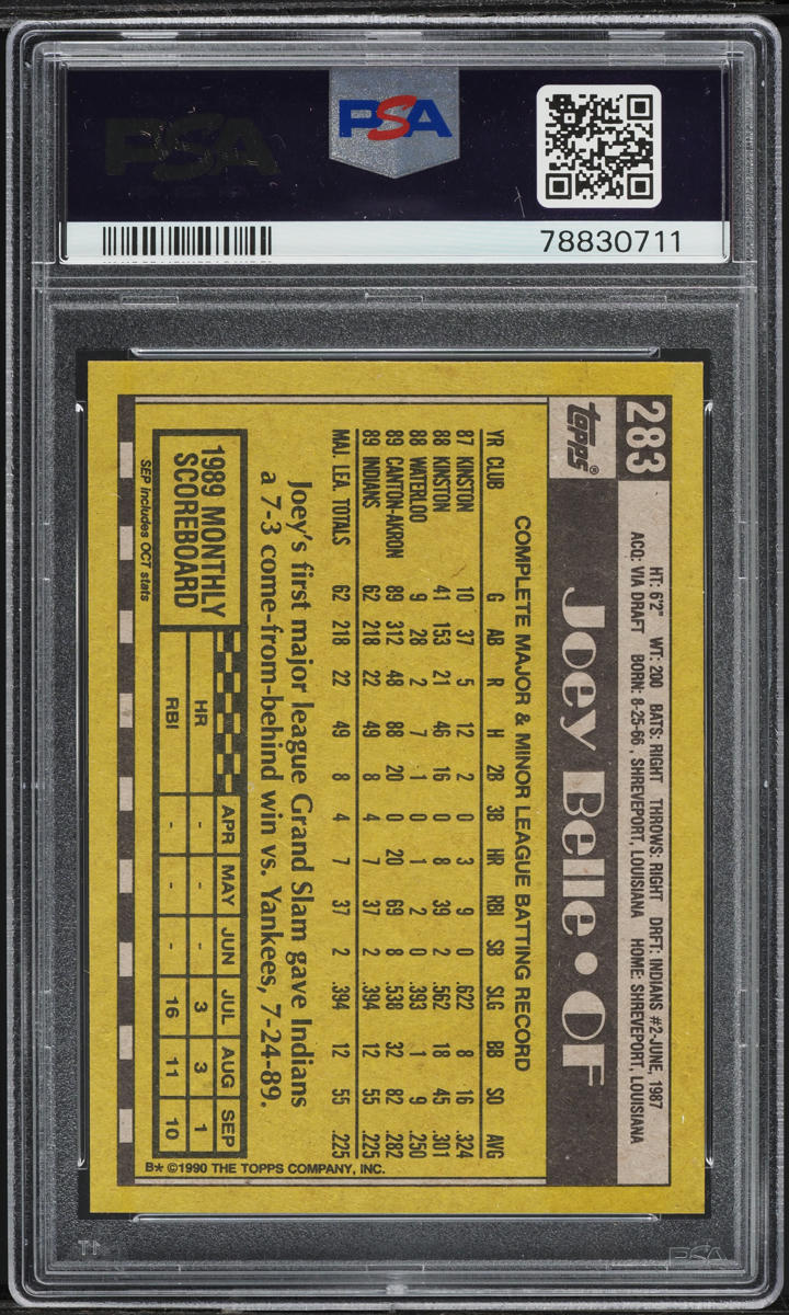 1990 Topps Joey Belle ROOKIE #283 PSA 9 MINT