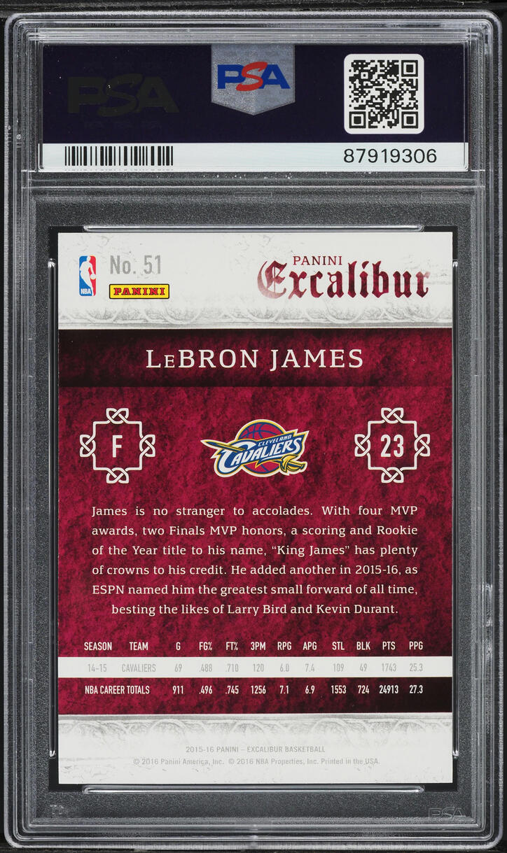 2015 Panini Excalibur LeBron James #51 PSA 10 GEM MINT on Fanatics