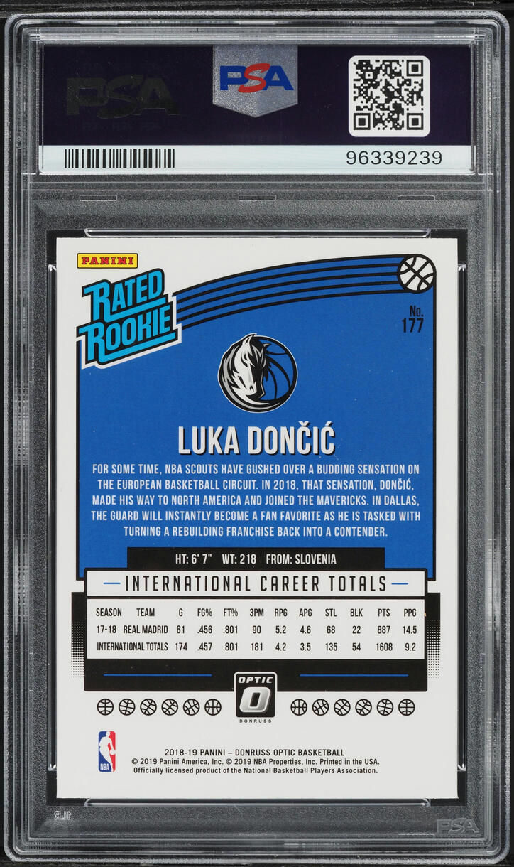 2018 Donruss Optic Luka Doncic ROOKIE #177 PSA 9 MINT