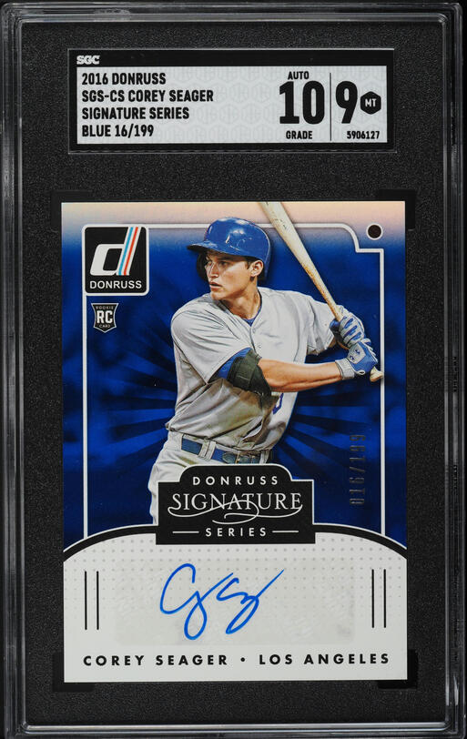 gmm Sea シークレット カード 2016 Donruss Blue Corey Seager ROOKIE AUTO /199 #SGS-CS SGC 9 MINT