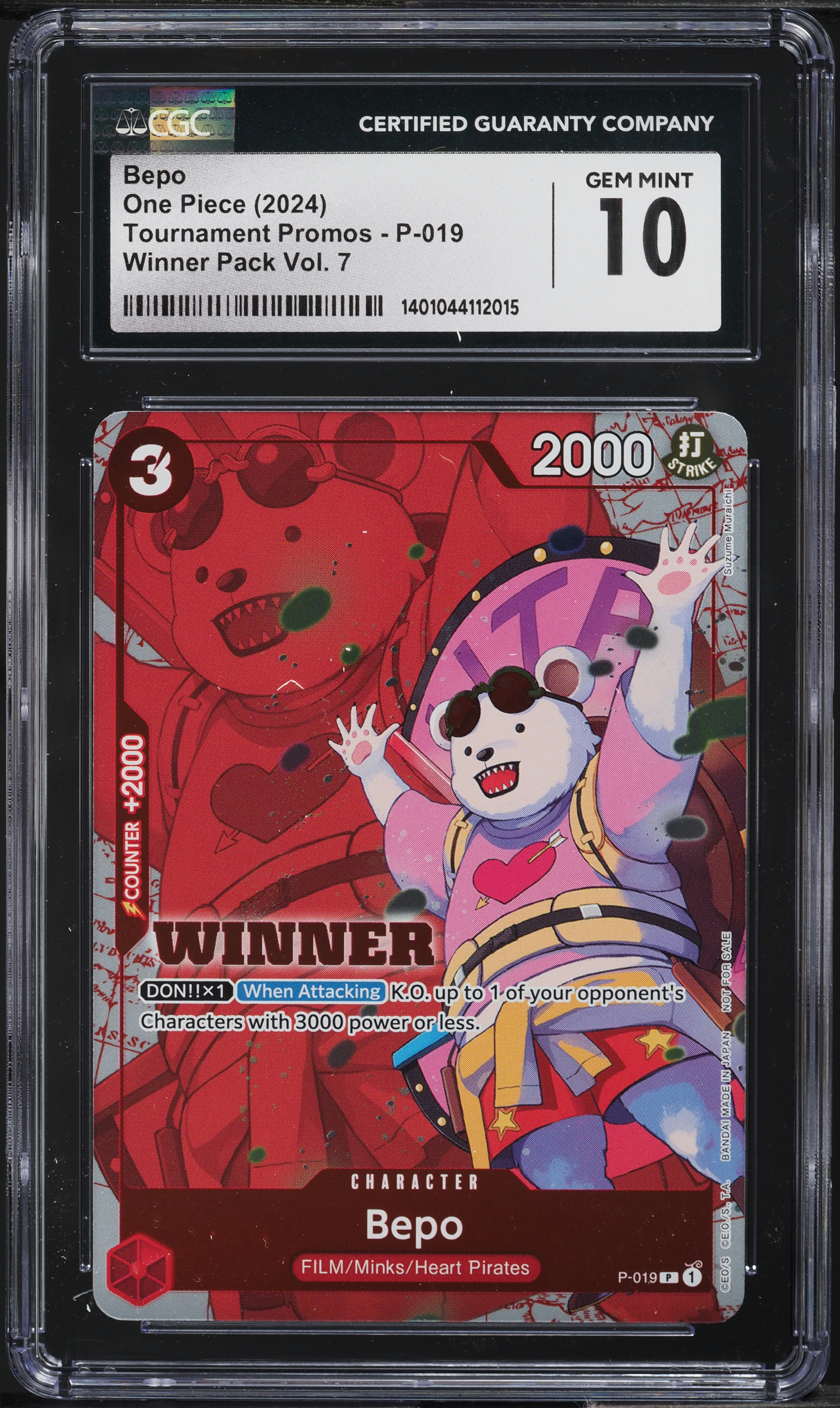 2024 One Piece Tournament Promo Winner Pack Vol. 7 Bepo #P-019 CGC