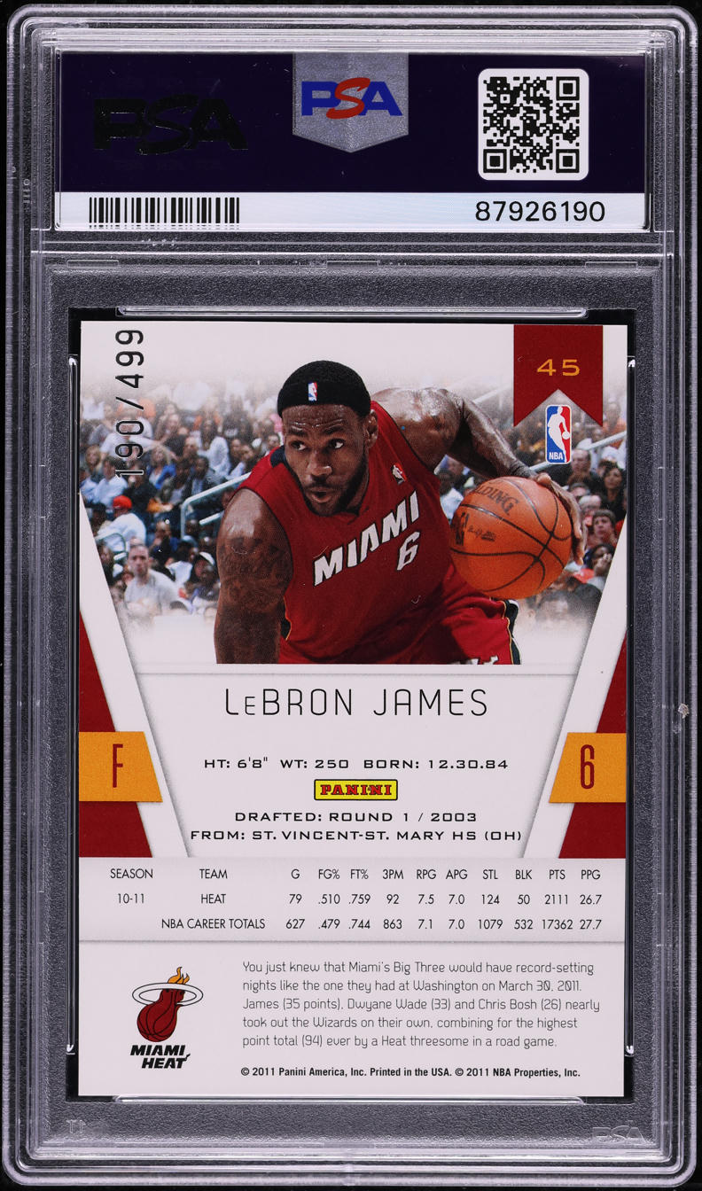 2010 Totally Certified Red LeBron James /499 #45 PSA 9 MINT on