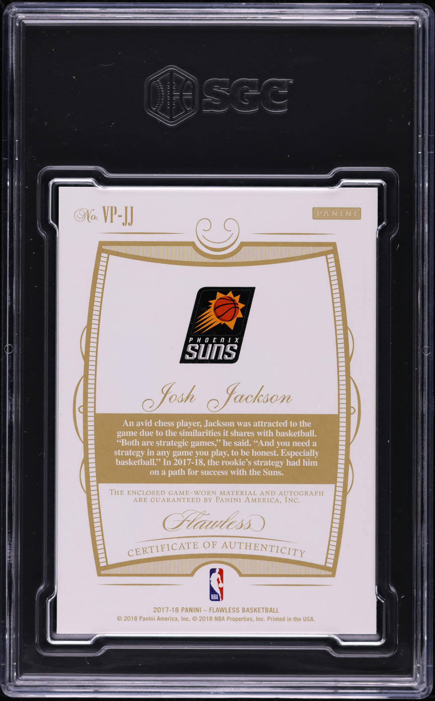2017 Panini Flawless Vertical Gold Josh Jackson ROOKIE PATCH AUTO