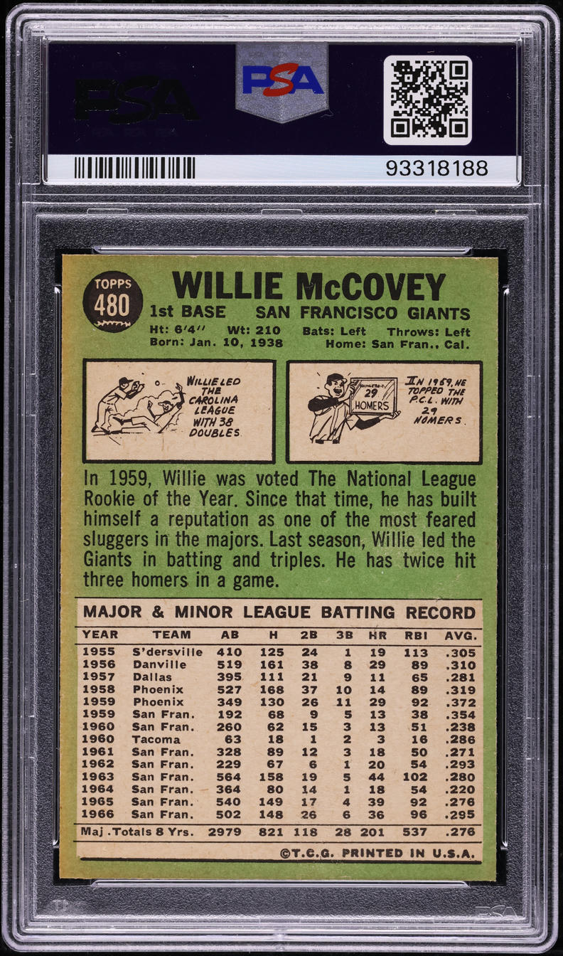 1967 Topps Willie McCovey #480 PSA 7 NRMT