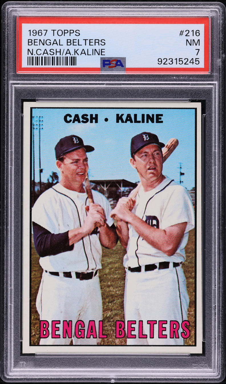 1967 Topps Al Kaline & Norm Cash BENGAL BELTERS #216 PSA 7 NRMT