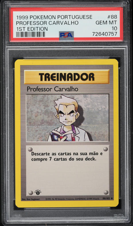 1999 Pokemon Portuguese Base Set 1st Edition Professor Oak #88 PSA 10 GEM MINT