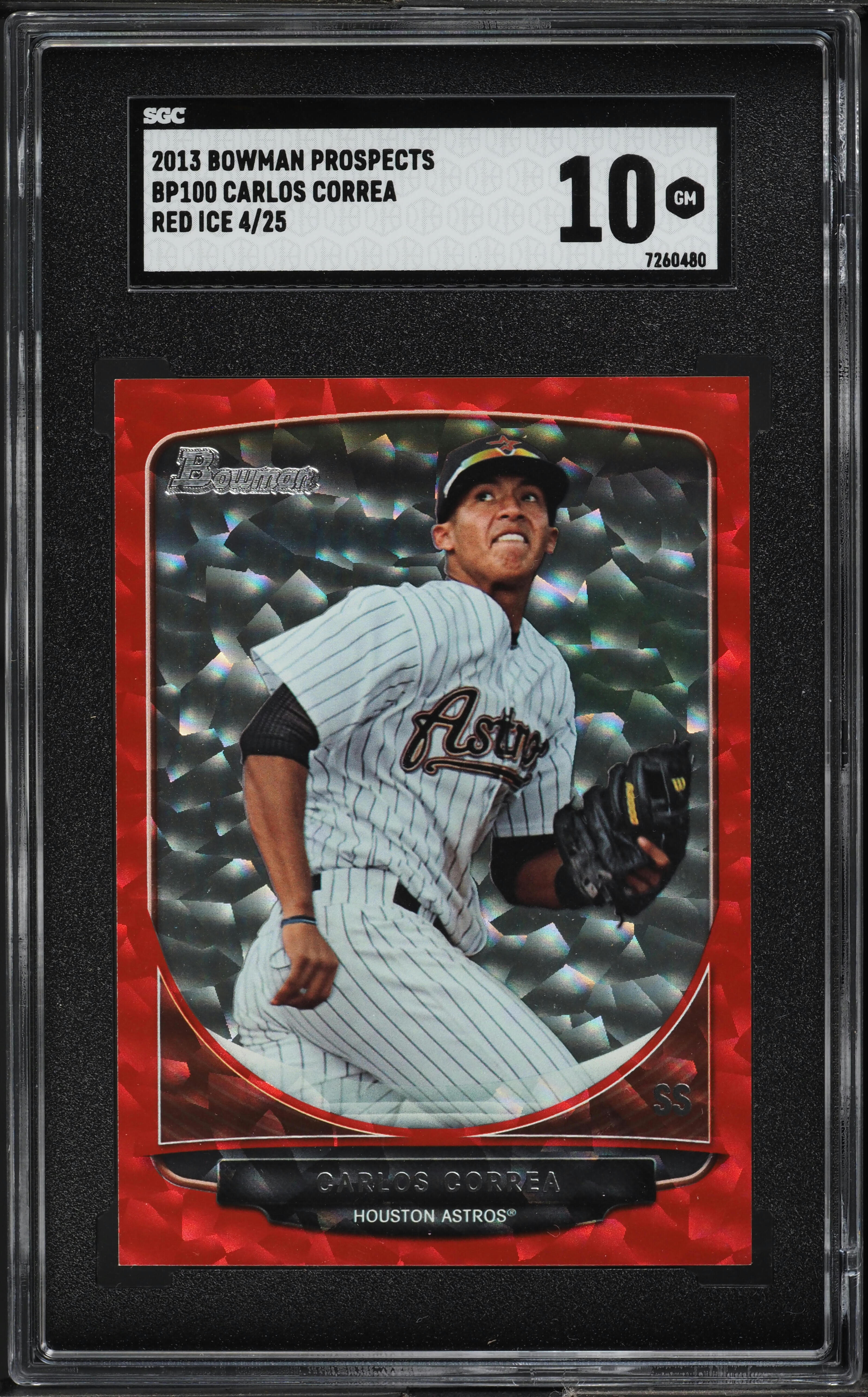 2013 Bowman Red Ice Carlos Correa ROOKIE /25 #BP100 SGC 10 GEM