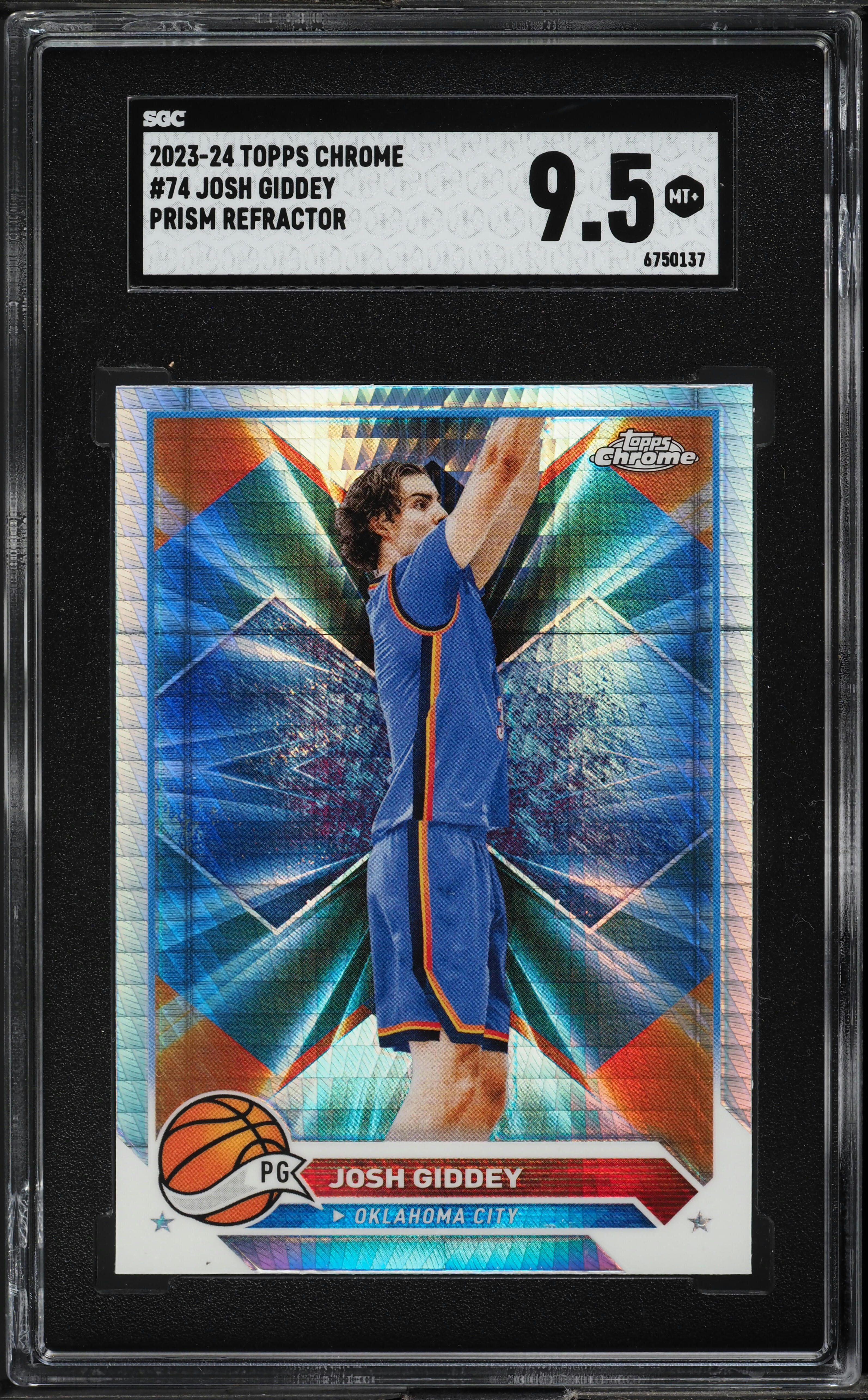 2023 Topps Chrome Prism Refractor Josh Giddey #74 SGC 9.5 MINT+ on