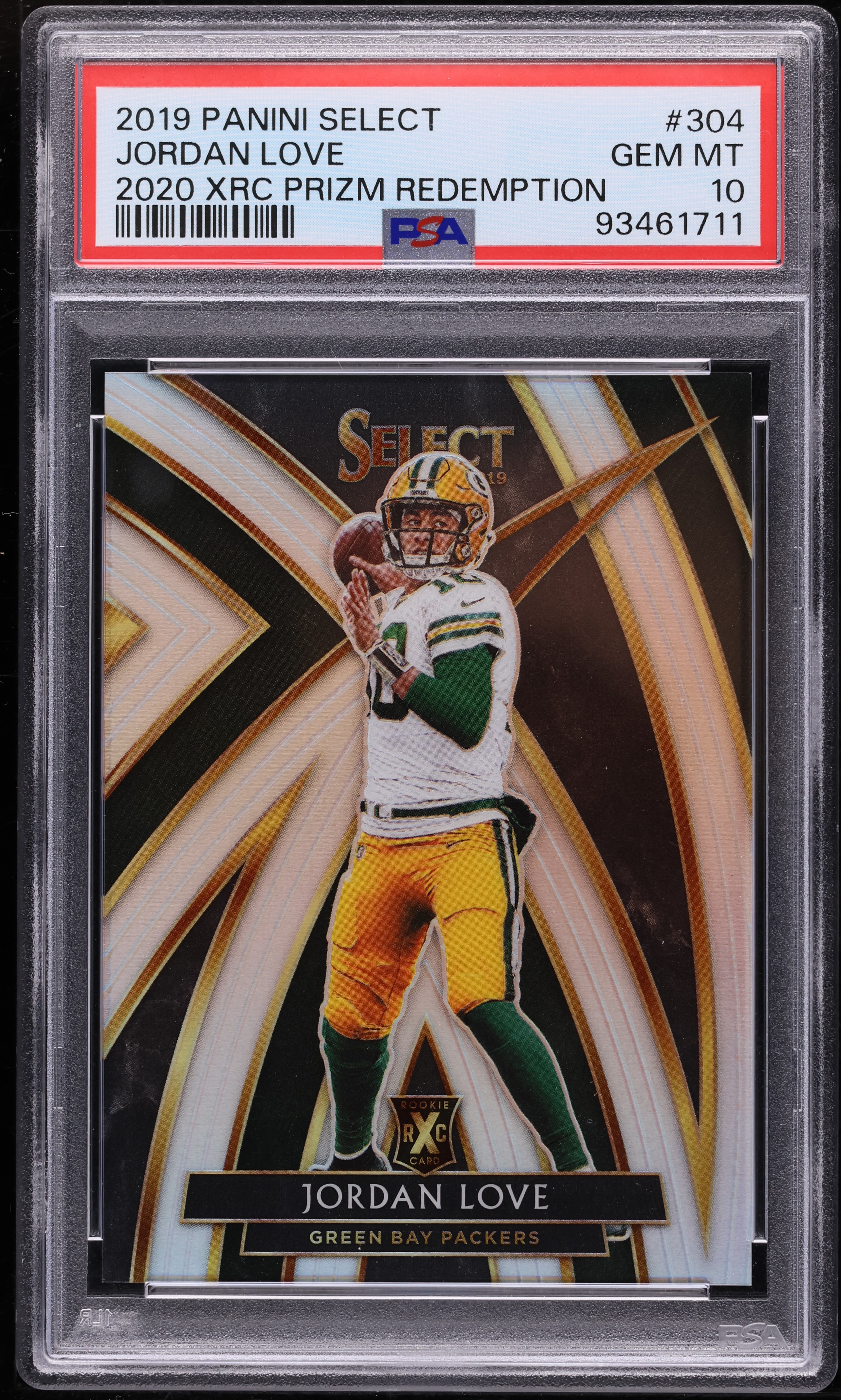 2019 Select '20 XRC Silver Prizm Jordan Love ROOKIE #304 PSA 10