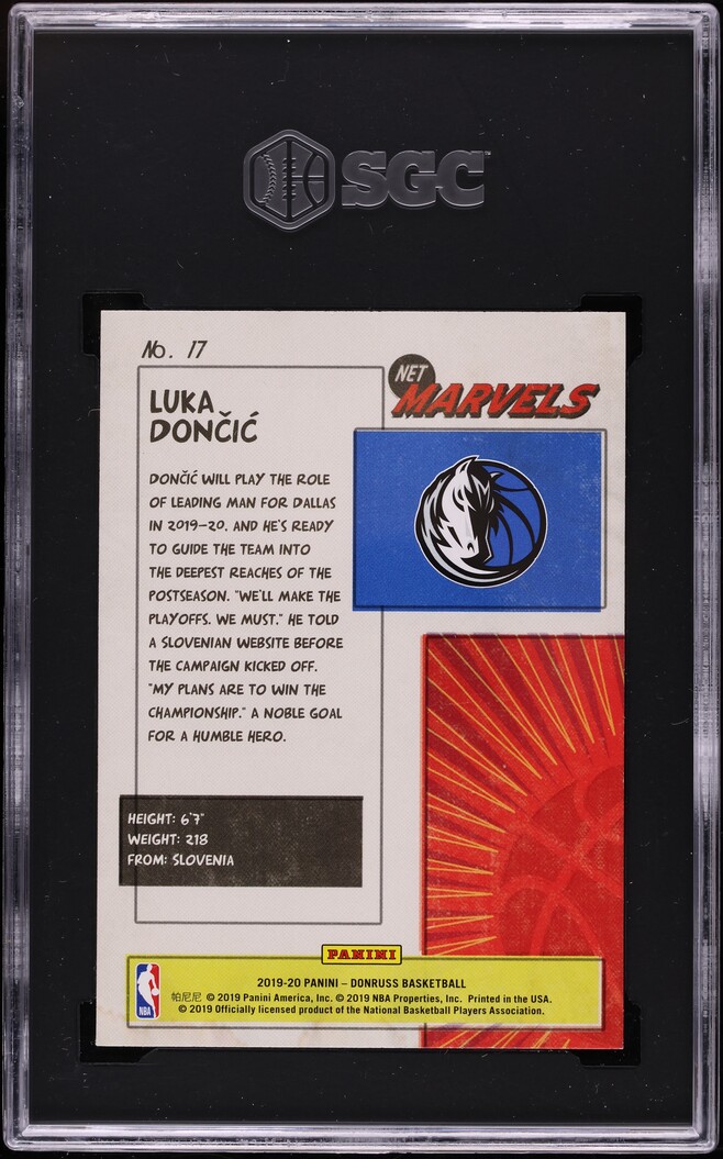 2019 Donruss Net Marvels Luka Doncic #17 SGC 10 GEM MINT