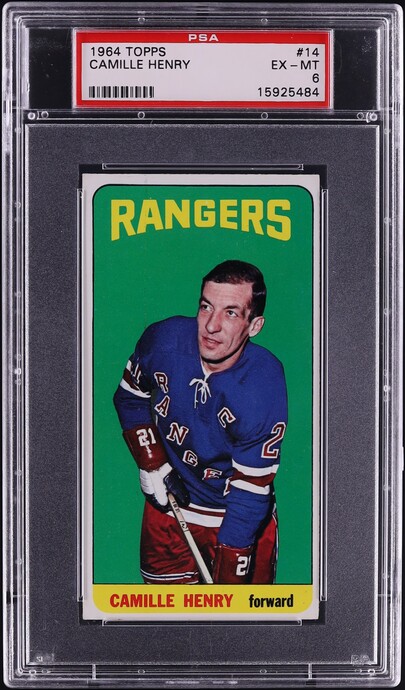1964 Topps Hockey Camille Henry #14 PSA 6 EXMT