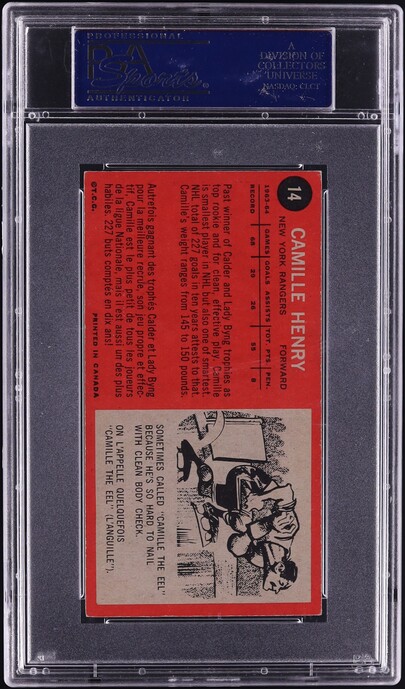 1964 Topps Hockey Camille Henry #14 PSA 6 EXMT