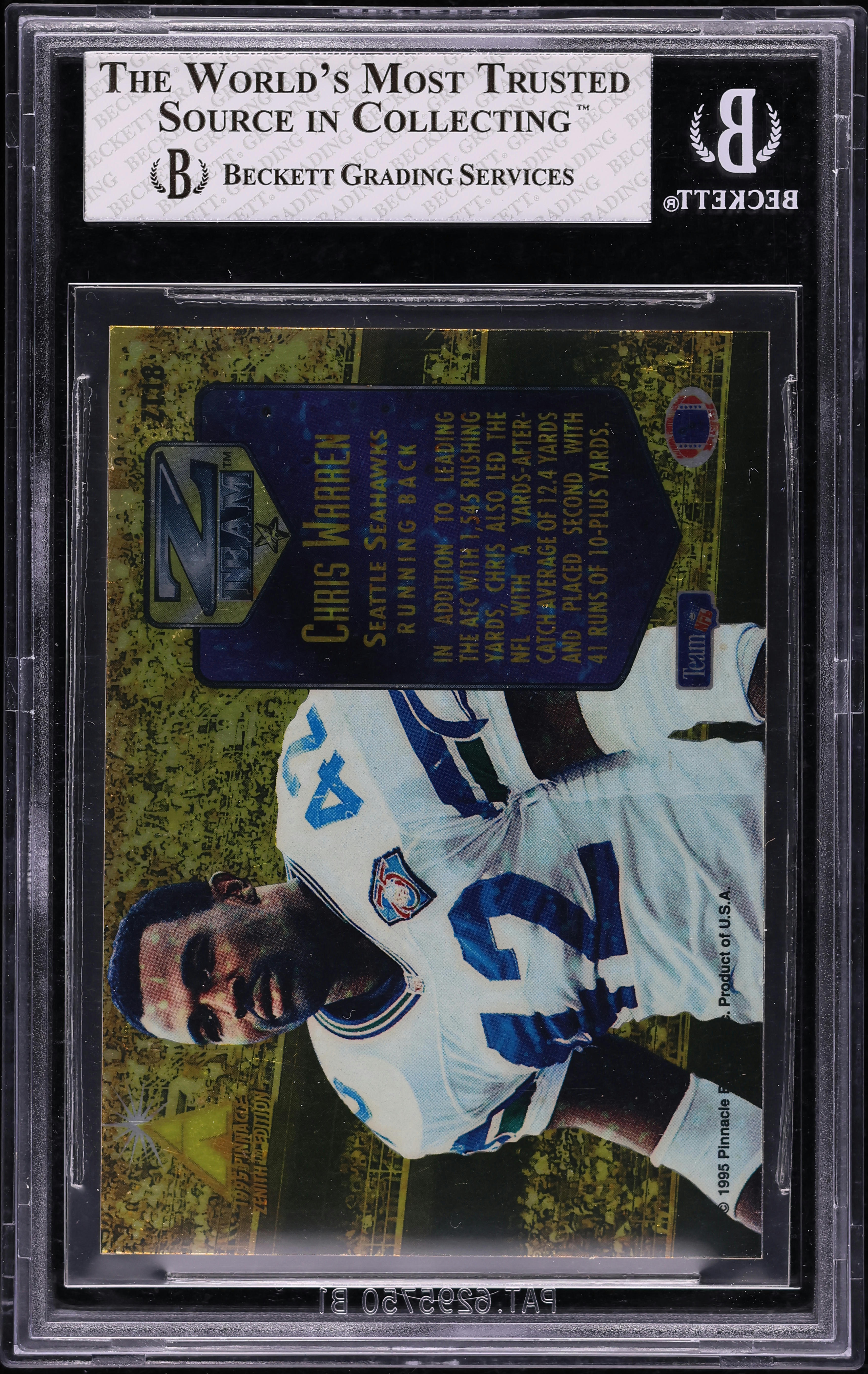 1995 Pinnacle Zenith Z-Team Chris Warren #ZT18 BGS 8 NM-MT on