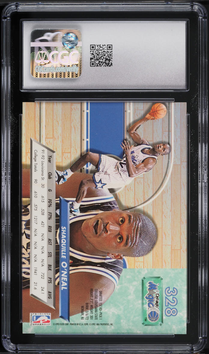 1992 Ultra Basketball Shaquille O'Neal ROOKIE #328 CGC 8 NM-MT