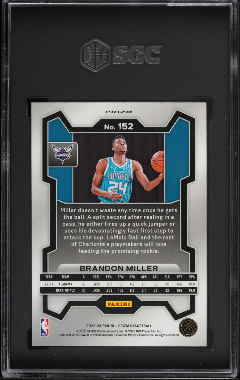 2023 Panini Prizm Pink Ice Brandon Miller ROOKIE #152 SGC 10 GEM MINT