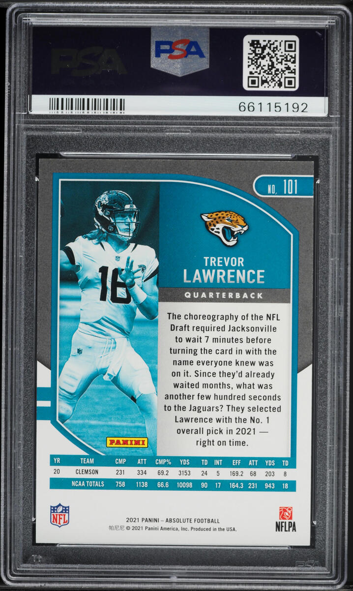 2021 Absolute Blue Diamond Trevor Lawrence ROOKIE /99 #101 PSA 9 MINT