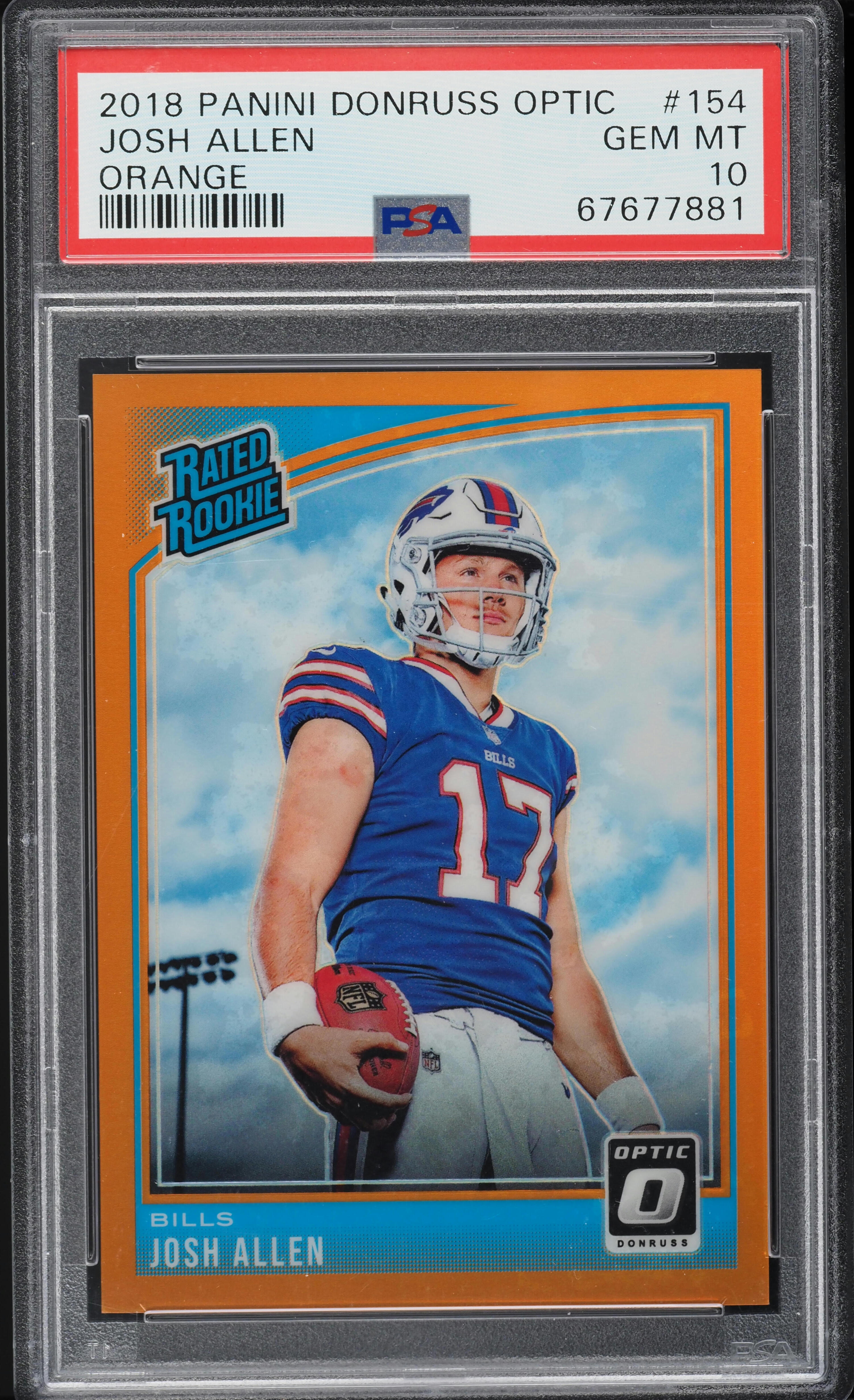 2018 Donruss Optic Orange Josh Allen ROOKIE /199 #154 PSA 10 GEM