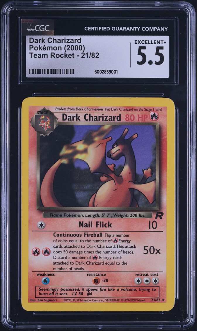 2000 Pokemon Team Rocket Dark Charizard #21 CGC 5.5 EX+