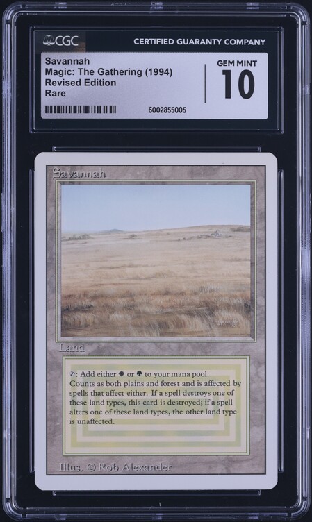 1994 Magic The Gathering MTG Revised Dual Land Savannah CGC 10 GEM