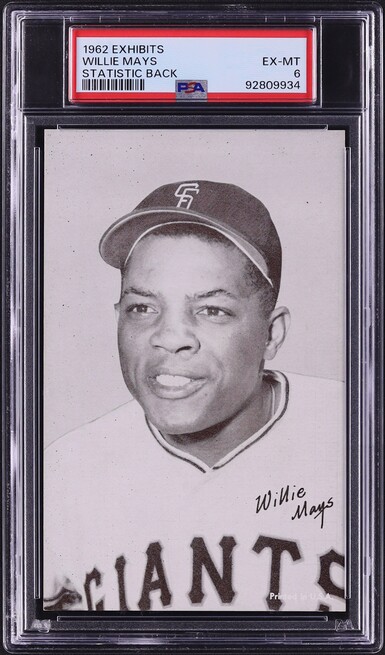 1962 Exhibits Statistic Back Willie Mays PSA 6 EXMT