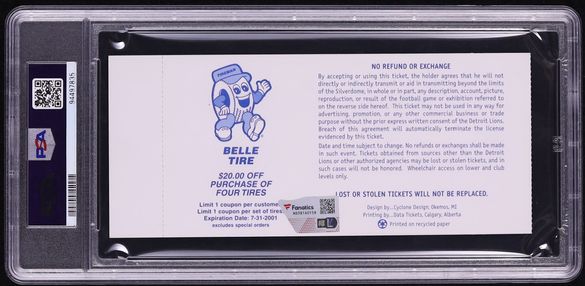 2000 Detroit Lions Ticket Full Tom Brady NFL Debut AUTO DNA 9 #FULL PSA 9 MINT