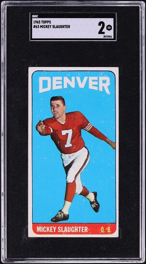 1965 Topps Football Mickey Slaughter SHORT PRINT #63 SGC 2 GD