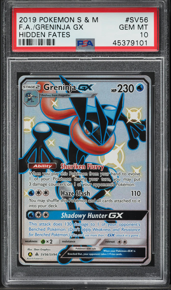 2019 Pokemon SM Hidden Fates Full Art Shiny Greninja GX #SV56 PSA