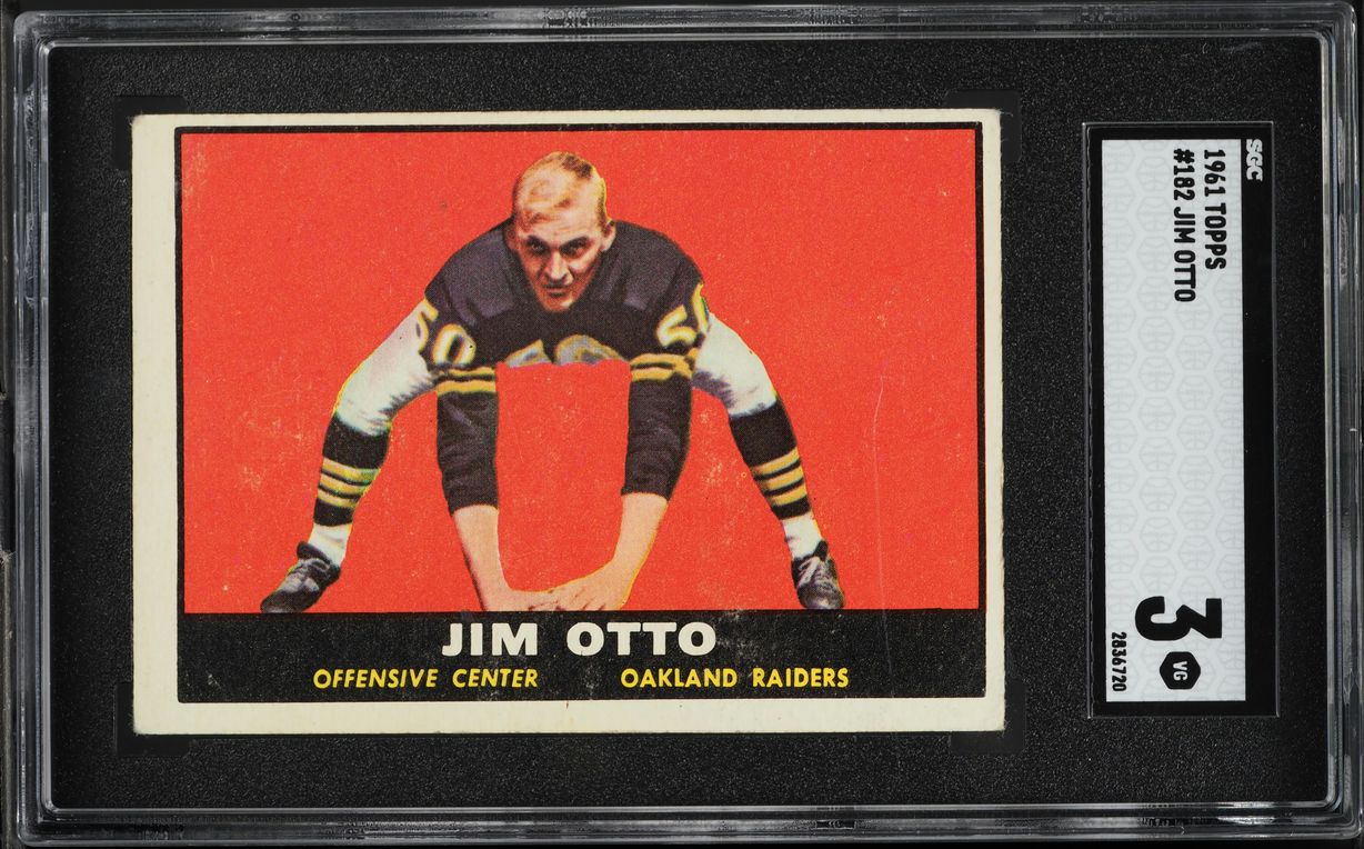 1961 Topps Football Jim Otto #182 SGC 3 VG