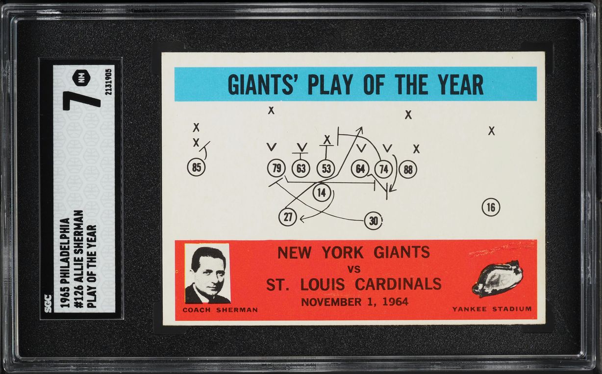 1965 Philadelphia Allie Sherman PLAY OF THE YEAR #126 SGC 7 NRMT