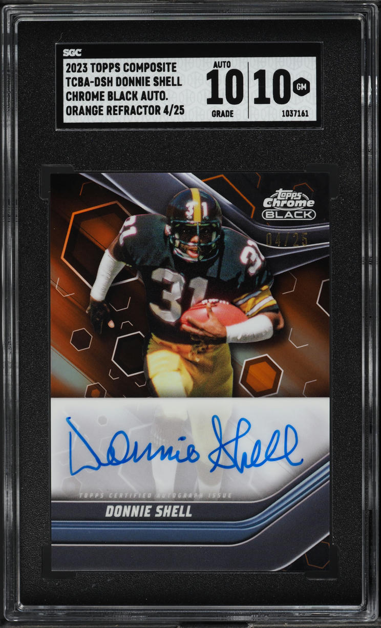 2023 Topps Chrome Black Composite Orange Refractor Donnie Shell AUTO /25 SGC 10