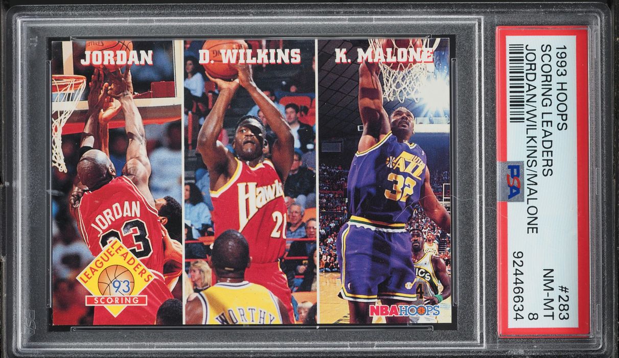 1993 Hoops Michael Jordan Karl Malone Dominque Wilkins #283 PSA 8 NM-MT
