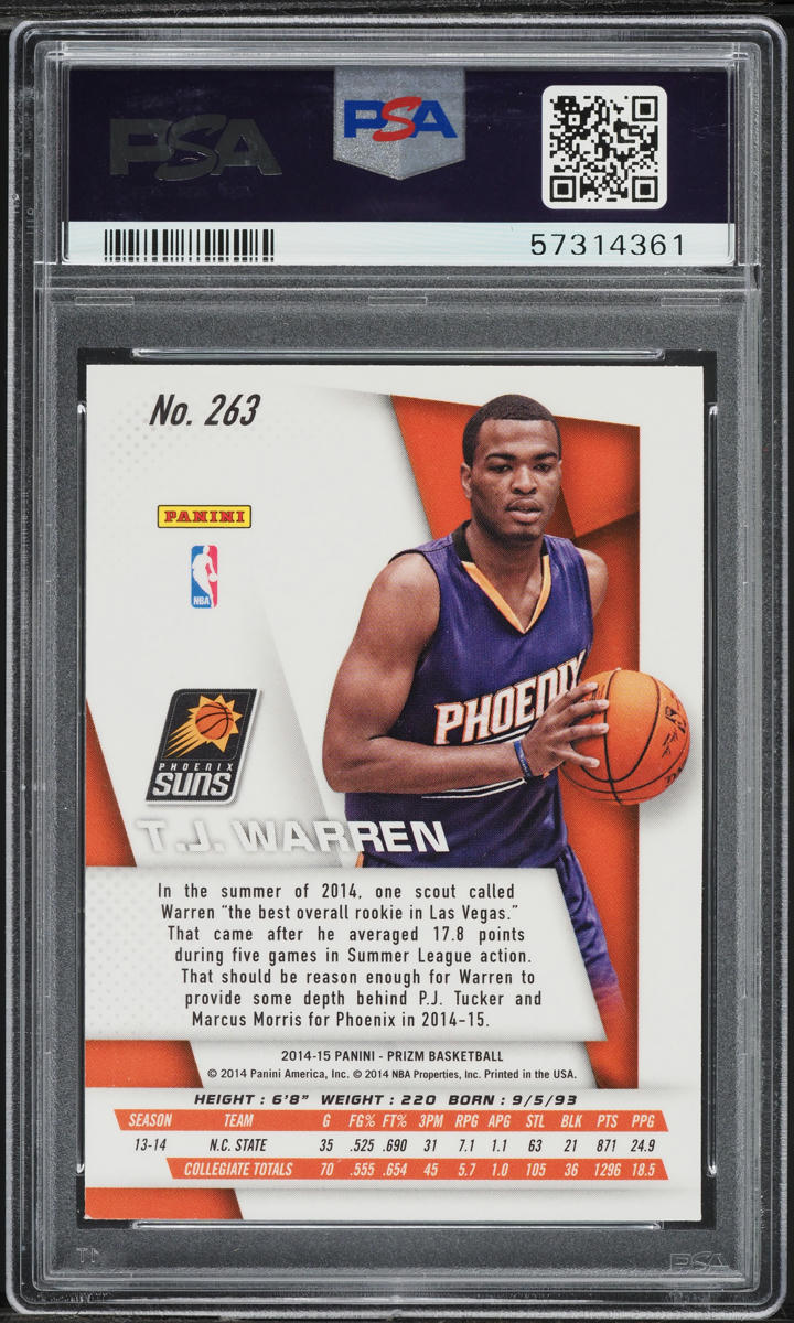 2014 Panini Prizm T.J. Warren ROOKIE #263 PSA 9 MINT