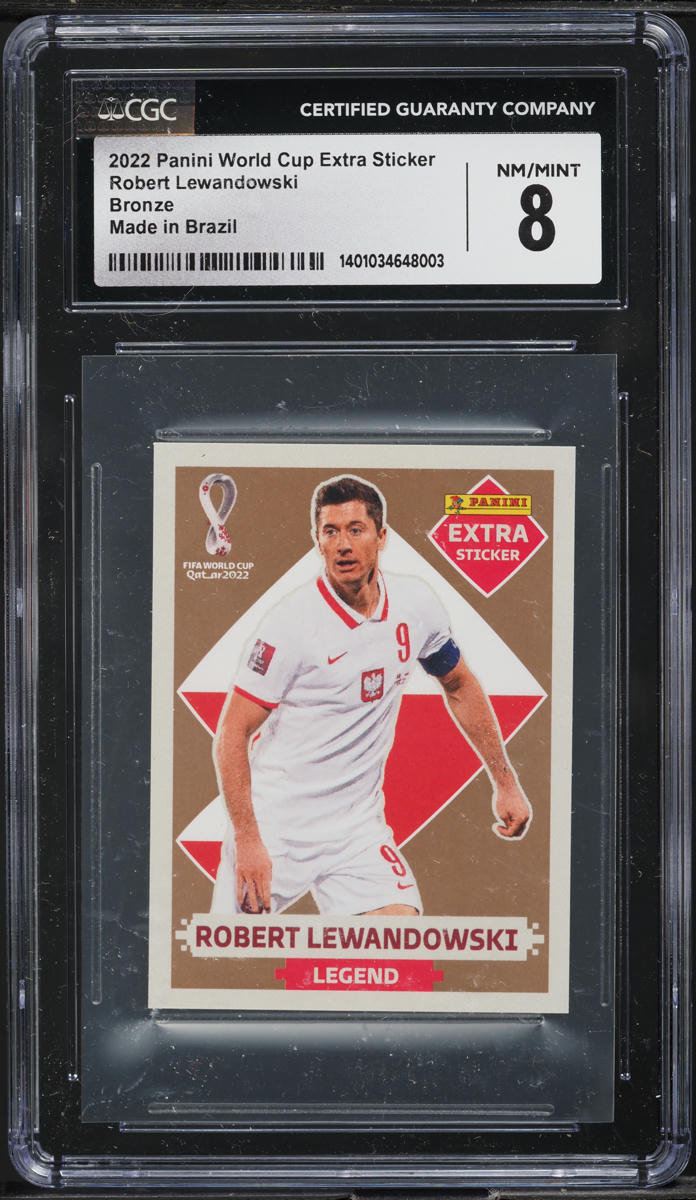 2022 Panini World Cup Extra Sticker Bronze Made Brazil Robert Lewandowski CGC 8