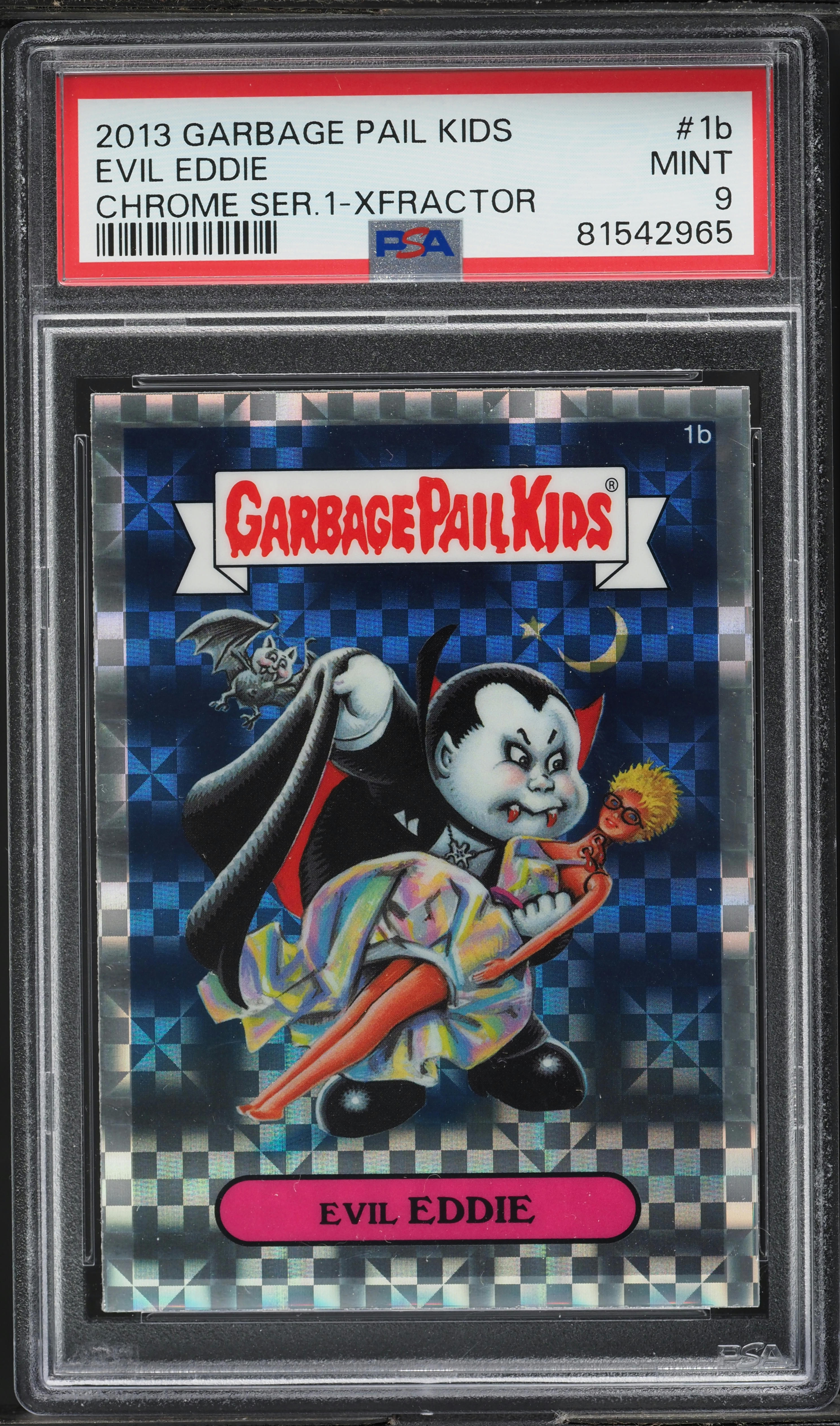 2013 Garbage Pail Kids Chrome Series 1 Xfractor Evil Eddie #1b PSA