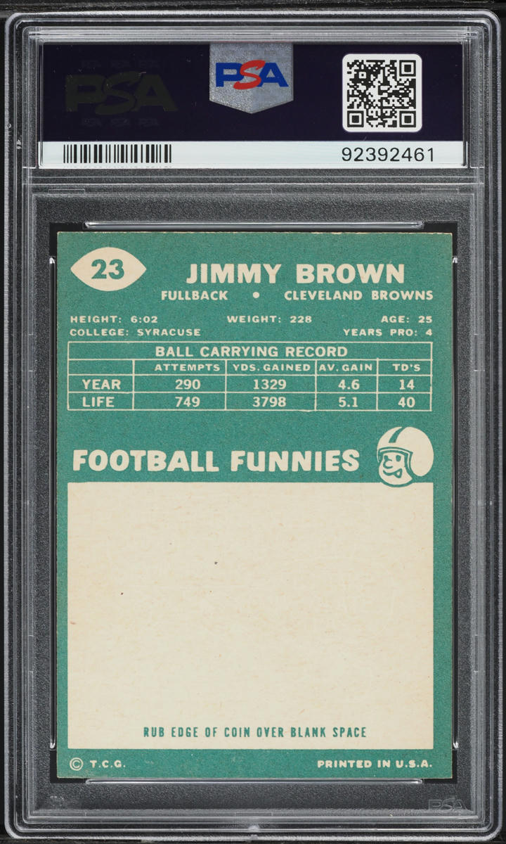 1960 Topps Football Jim Brown #23 PSA 7 NRMT
