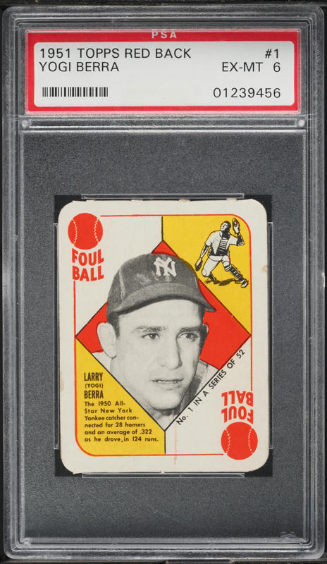 1951 Topps Red Back Yogi Berra #1 PSA 6 EXMT on Fanatics Collect