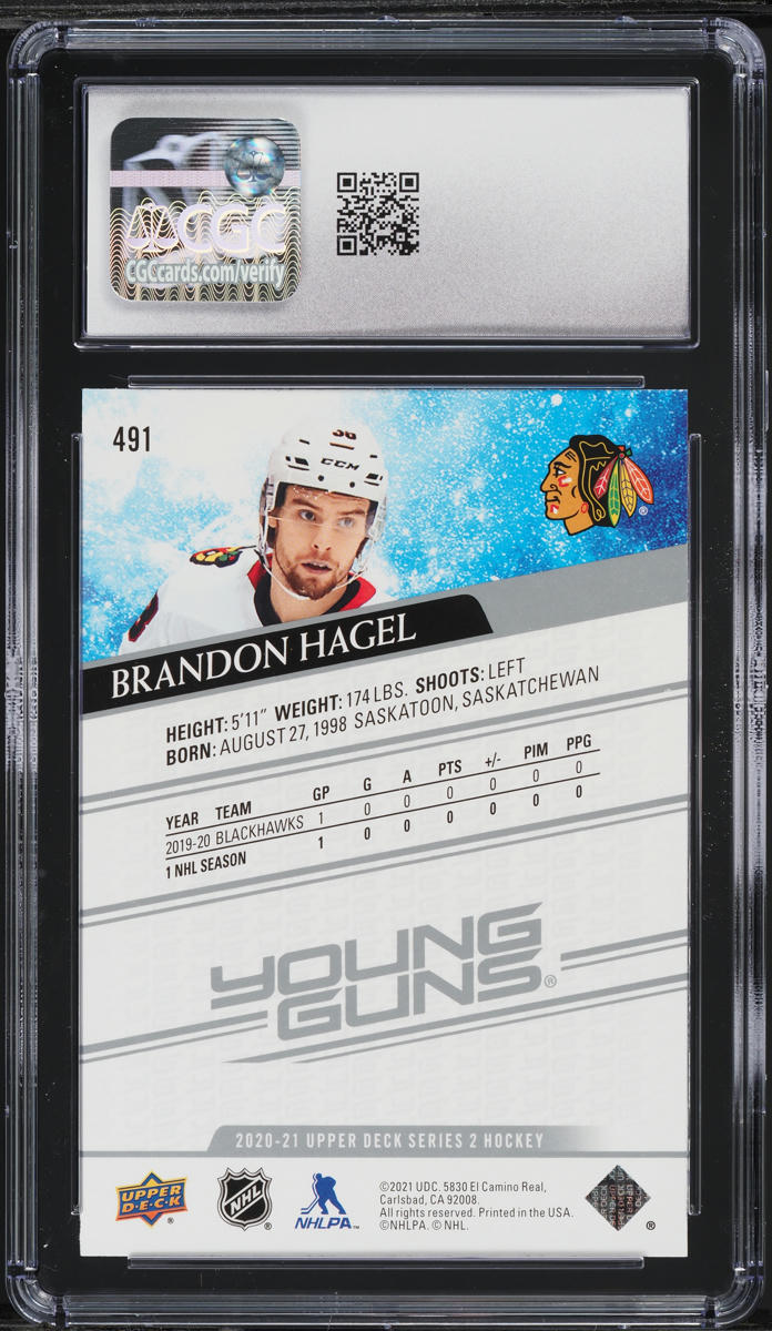 2020 Upper Deck Young Guns Brandon Hagel ROOKIE #491 CGC 10 GEM MINT